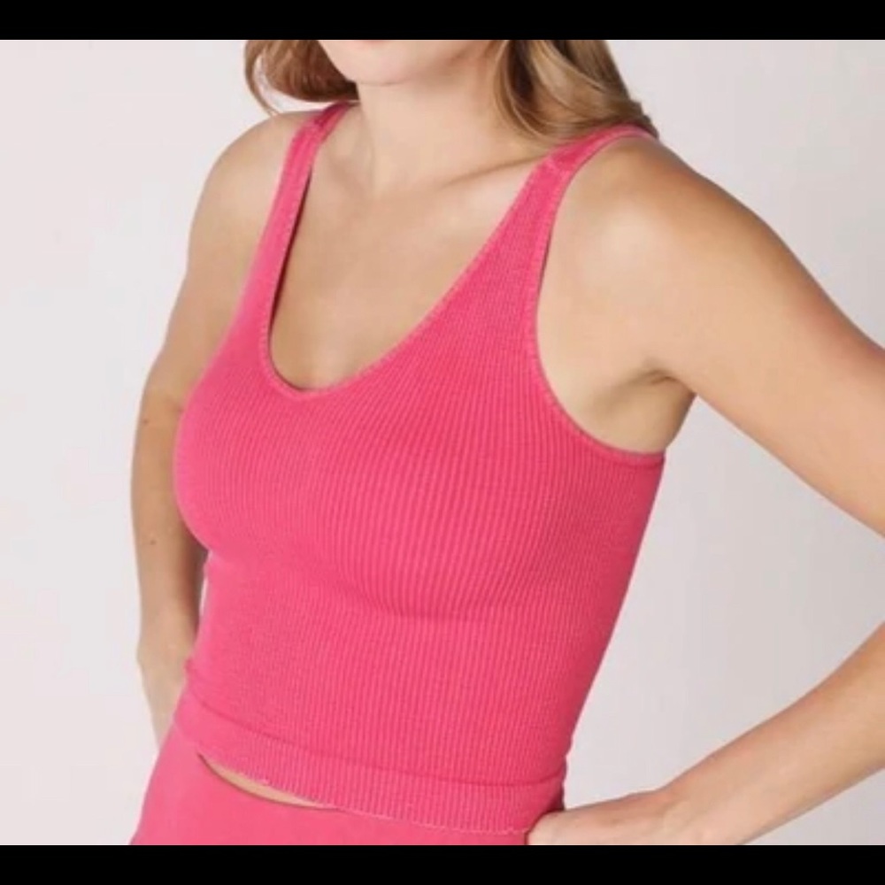 Nikibiki Hot Pink Cropped Ribbed Tank